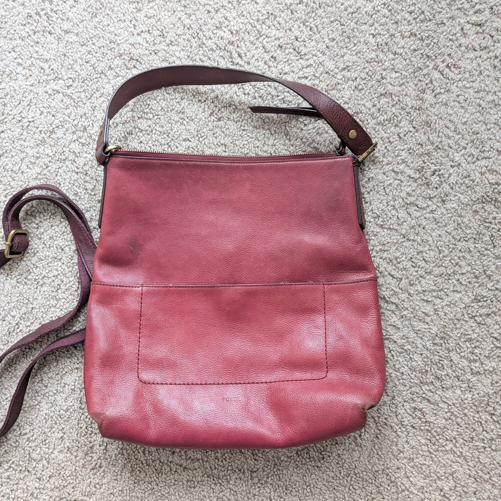 Fossil dark Pink Leather Shoulder Bag